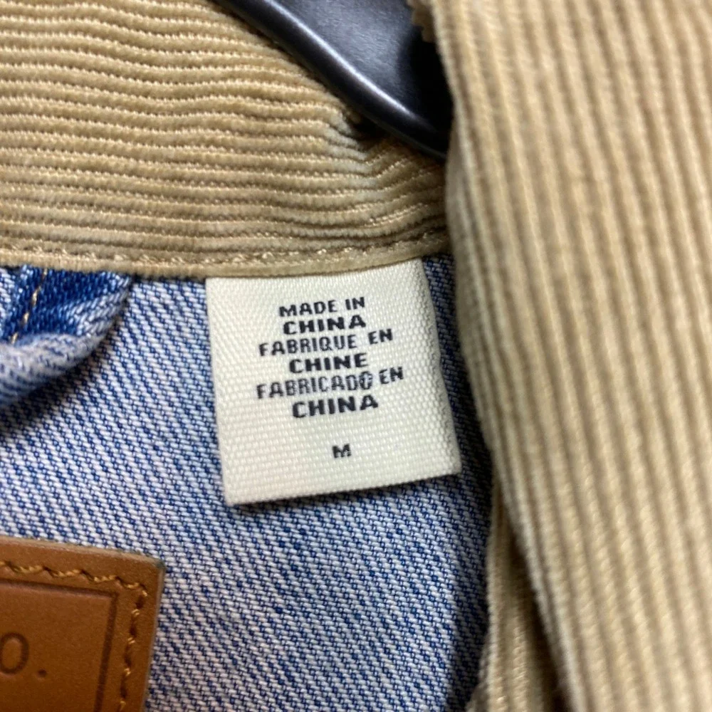 Levi's Premium Chore Coat Mens Medium Blue Denim Corduroy Collar Barn Jacket
